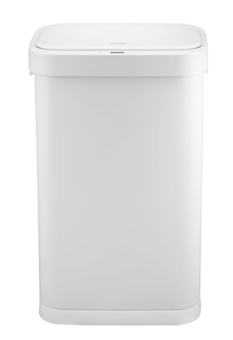 13 Gallon Trash Can, Touchless Stainless Steel Kitchen Bin (White) | Automatic Motion Sensor Lid | 50L Fits 13 Gal Tall Kitchen Bags | Anti-Fingerprint Brushed Finish | For Home Office