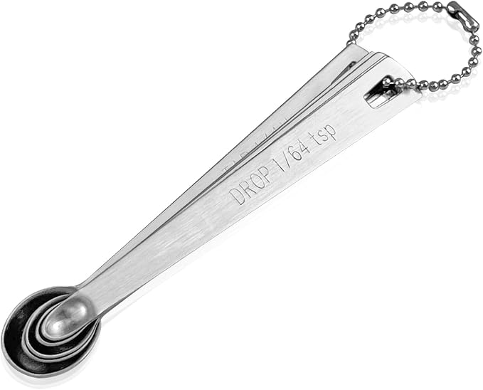 Mini Measuring Spoons Set 10pcs, Drop, Smidgen, Pinch, Dash, Tad | Tiny Measuring Spoons for Cooking Baking, 1/4 tsp, 1/8 tsp, 1/16 tsp, 1/32 tsp, 1/64 tsp, Metal Teaspoon, For Powders Spices