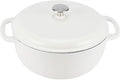 Amazon Basics Enameled Cast Iron Dutch Oven Pot with Lid, Round, Dual Handles, Heavy-Duty, Oven Safe for Stews, Roasting, Baking, 7.3-Quart, Matte White