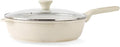 SENSARTE Nonstick Saute Pan with Lid 12-inch/5QT, Non Toxic Ceramic Deep Frying Pan, Dishwasher Safe Skillet with Stay-cool Handle, Healthy Cooking Pot, Induction Compatible, Cream White