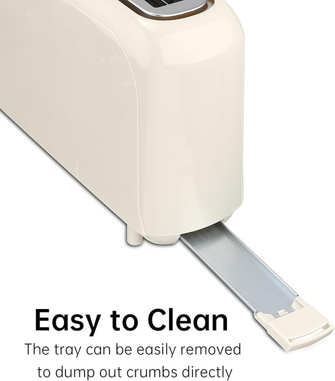 SEEDEEM 2 Slice Slim Toaster, Single 10" Long Slot Toaster Fits Bagels & Artisan Bread, 6 Shade Settings, Cancel/Reheat/Defrost, Removable Crumb Tray, Auto Shut-Off, Ivory