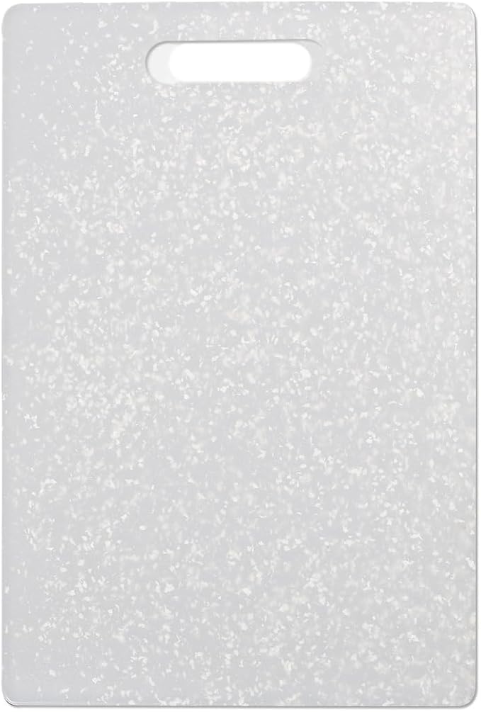 Dexas Classic Jelli Cutting Board with Handle, 9 by 15 inches, White Granite Pattern