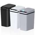 Bathroom Small Trash Can with Lid, Automatic Garbage Can, 2.6 Gallon | 3 Pack Touchless Slim Waterproof Motion Sensor Smart Trash Bin for Bedroom, Office, Living Room-White/Black/Grey