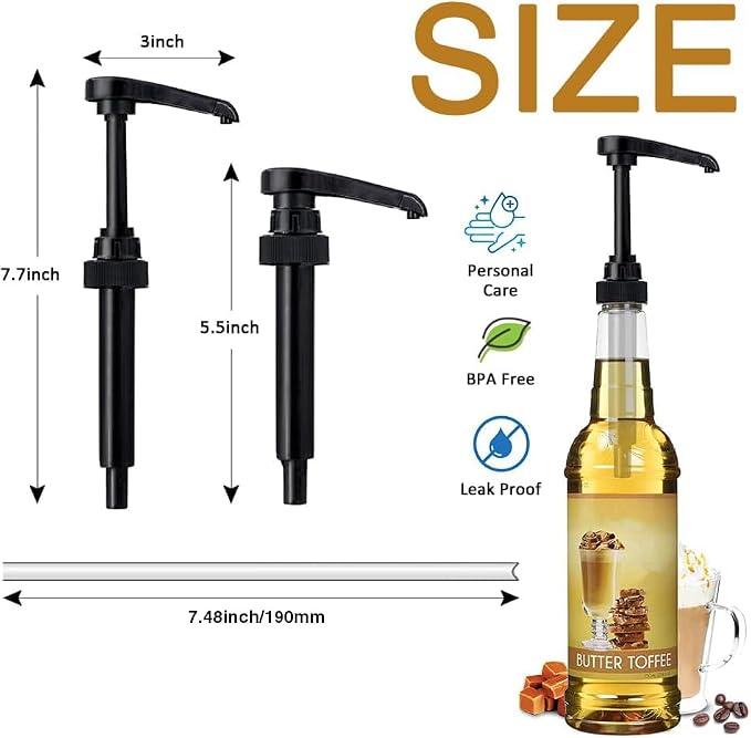 10 Pcs Black Coffee Syrup Pump Compatible with 25.4Oz/750ml Bottles | Syrup Dispenser Pumps, Great for Home & Coffee Bar, Drinking Mixes, Tea, Beverage, Cocktails, Flavoring Syrup Bottles