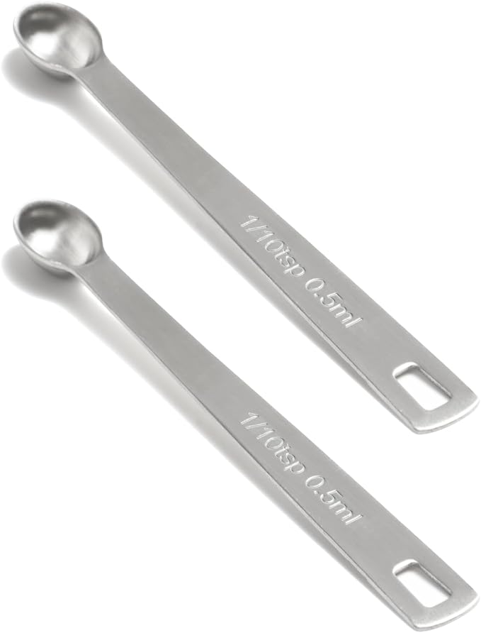 2PCS 1/10tsp(0.5ml) Mini Measuring Spoon, Small Teaspoon for Tiny Amounts | High Precision, Food-Grade, ‌Rust-Free, Dishwasher-Safe, Easy-Read Markings, Multi-Purpose, Sturdy & Durable