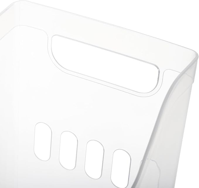 Peohud 3 Pack Freezer Organizer Bins with Wheels, Clear Plastic Pantry Storage Organizer with Handle, Tall Narrow Kitchen Organization Rolling Bins for Fridge, Cabinet, Bathroom, Under Sink, Office