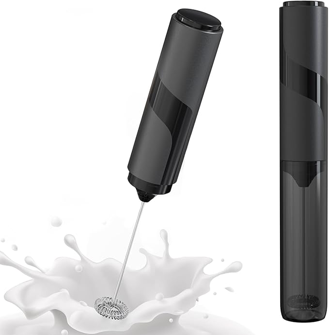 Milk Frother Handheld with Cover- 15-Second Silent Drink Mixer Wand | Travel Frother with ABS Sleeve, No Charging Required for Coffee, Matcha & Shakes