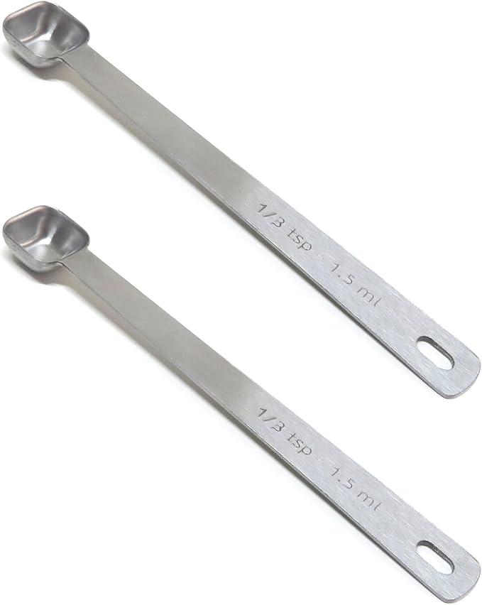 2PCS 1/3tsp(1.5ml) Tiny Measuring Spoon, Small Teaspoon for Tiny Amounts | High Precision, Food-Grade Stainless Steel, ‌Rust-Free, Dishwasher-Safe, Easy-Read Markings, Multi-Purpose, Sturdy & Durable
