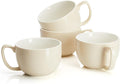 Teocera 16oz Large Coffee Mugs Set of 4 - Thick Cream Porcelain Cups for Cappuccino, Latte, Tea & Hot Chocolate - Dishwasher Safe Ceramic with Comfort Grip Handles