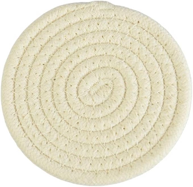 ABenkle 8 Pcs Drink Coasters with Holder, Cotton Woven Absorbent Coasters for Drinks, Minimalist Home Decor Coaster Set for Wooden Tabletop Protection Table, 4.3 inches