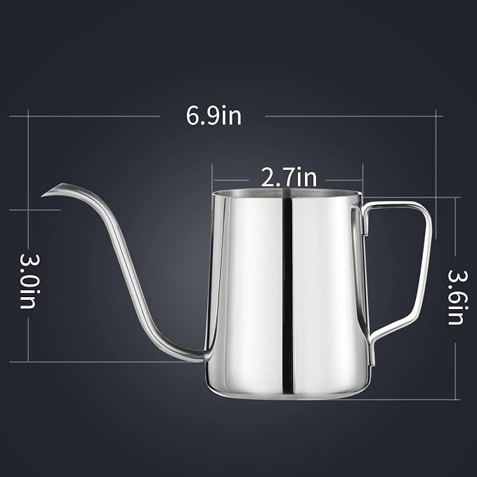 PARACITY Gooseneck Kettle, 12 oz Small Pour Over Kettle, Stainless Steel | Pour over coffee kettle with spout and handle works as a small kettle, small tea kettle or camping coffee pot for travel