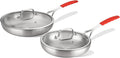 DELARLO Tri-Ply Stainless Steel Frying Pan Set 8" 10" with Lid Skillet | Stainless Steel Pan Cooking Heat fast and evenly Compatible with All Cooktops Dishwasher and Oven Safe