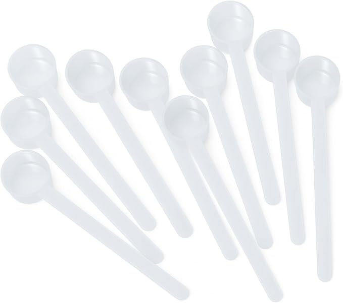 4 mL (3/4 Teaspoon) Long Handle Plastic Measuring Spoon for Coffee, Protein Powder, Pet Food, Spices, Grains, Dry Goods – Food-Grade BPA-Free (Pack of 10)