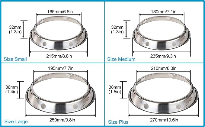 Universal Wok Ring Stand - Sturdy Stainless Steel Support for Woks, Fits Most Home Kitchens & Restaurants,4 Sizes 4-Pack
