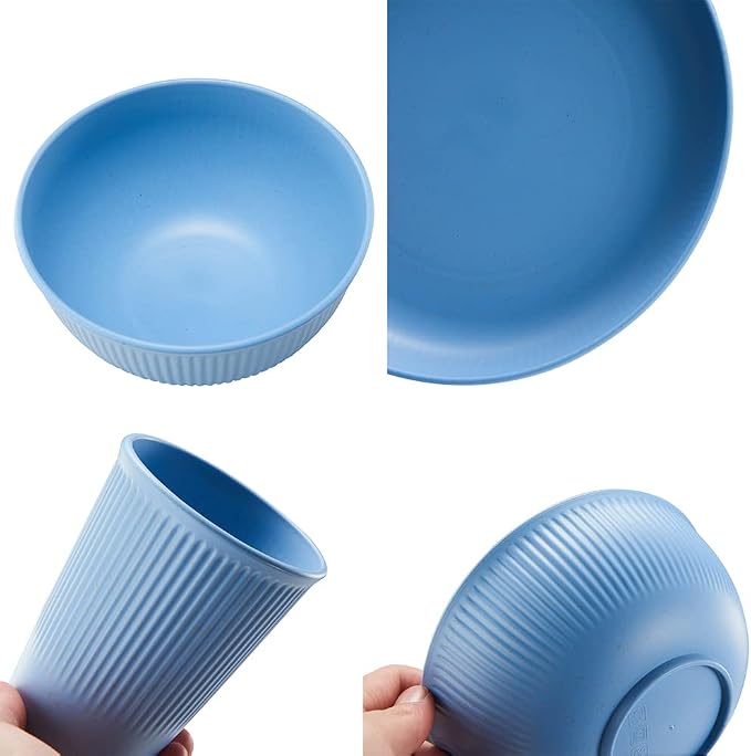 18pcs Wheat Straw Dinnerware Sets,HXYPN Unbreakable Reusable Dinnerware Set | Kitchen Cups Plates and Bowls Sets Dishwasher Microwave Safe Plates