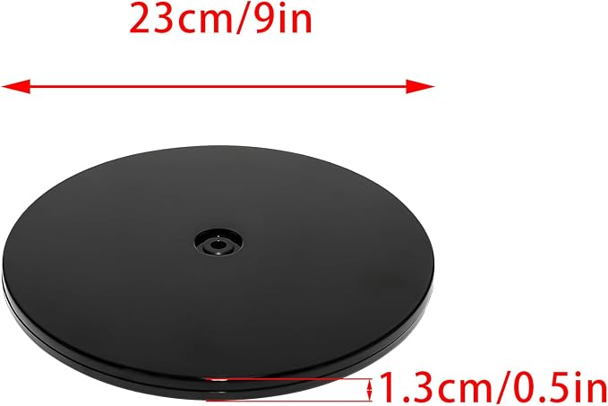 1Pcs Black Acrylic Lazy Susan 9 Inch Turntable Organizer Bearings | Mini Lazy Susan, Small Lazy Susan Turntable, 360° Rotating Swivel Plate for Spice Rack, Cosmetic, Cake, Pantry, DIY Display