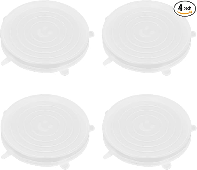 4 Pack 8.1in Reusable Silicone Stretch Lids, Silicone Bowl Covers for Food Storage, Universal Stretchable Lids for Containers Produce, Elastic Expandable Seal Cover, Microwave Freezer Safe