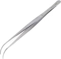 Professional Culinary Stainless Steel Precision Tongs with Serrated Tips, Plating/Food Presentation Detailing Serving Tongs, Chef's Kitchen Tweezer Tongs - Ultra Non-Slip Grip (10 Inch Curved)