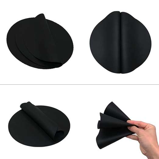 Silicone Microwave Mat 12 Inch, Non Stick Turntable Mat for Kitchen, Multi-Purpose Heat Resistant Oven Mat 2 Pack (Black)