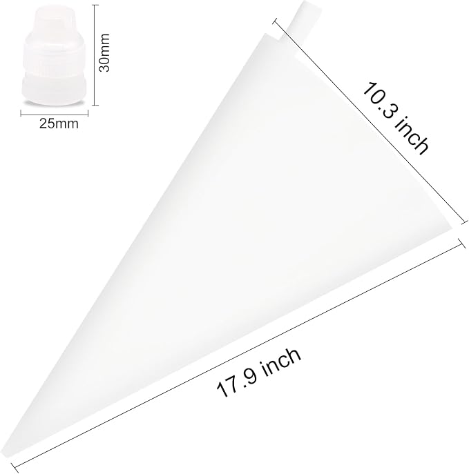 18 Inches Reusable Icing Bags 3-Pack Silicone Piping Bags, Large Pastry Bags Cake Decorating Icing Piping Bags, Baking Dessert Piping Bag with 3 Icing Couplers for Standard Tips, Translucent