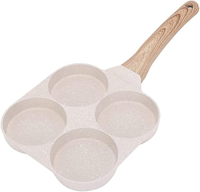 Fried Egg Pan, Egg Frying Pan 4 Cups Egg Poacher Pan Nonstick Mini Pancake Pan Burger Maker for Breakfast, Aluminum Alloy (White) | Egg Poacher Pan Mini Pancake Pan Burger Maker for Breakfast, Aluminum Alloy