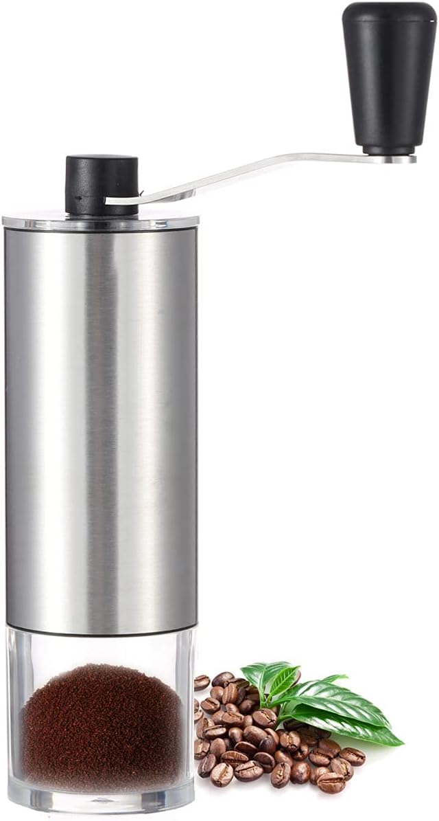 Coffee Grinder Stainless Steel Construction with Ceramic Conical Burr | Manual Grinding Mill Hand Crank for Drip, Pour Over, Espresso, French Press, Turkish Coffee Brewing