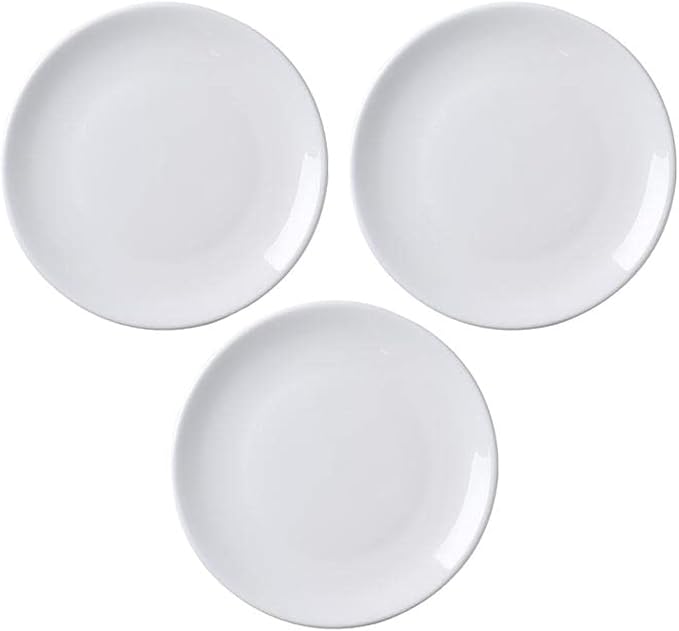 Porcelain Appetizer Plates Set of 3 Small 5 Inch White Dessert Salad Plates | Dinner Plates for Sides Snack Sauce Kitchen Ceramic Serving Dishes