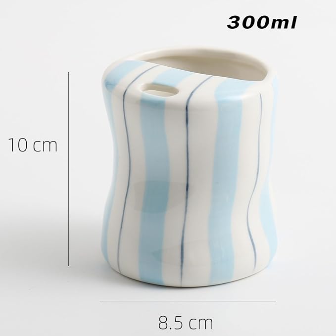 Espresso Cups Ceramic Coffee Mug Series European Striped Dot Coffee Cup And Saucer Mug Cake Plate Afternoon Tea Set Tea Cup And Saucer (Sky Blue)