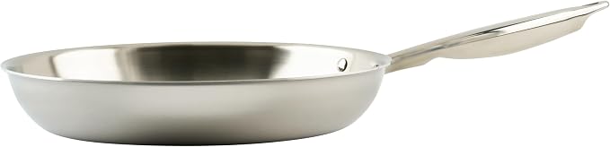 WINCO Tri-Ply Frying Pan, Silver | Induction compatible, Even heat distribution, Great for Sauteing, Searing, Frying and Restaurant Kitchens