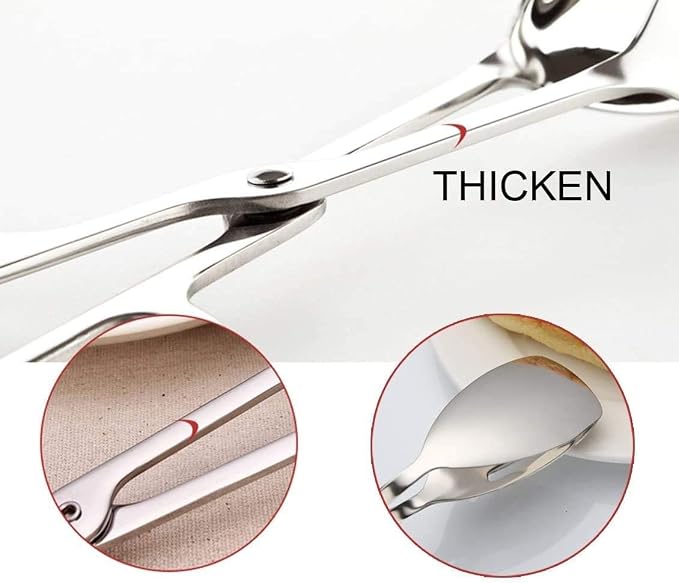 KEBE 2-PACK Serving Tongs for Cooking Buffet Party Catering, Thickening Food Serving Cake Bread Kitchen Salad Tongs, Stainless Steel