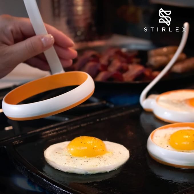 4-inch Silicone Fried Egg Rings Set, 4-pack, Round Mold for Pancakes, Breakfast Sandwich, Nonstick