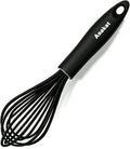 Anaeat 9" Silicone Balloon Whisk, Perfect for Non-Stick Cookware, Milk and Egg Beater Blender, Heat Resistant Kitchen Whisks for Whisking, Cooking, Baking, Beating, Frothing & Stirring (Black)
