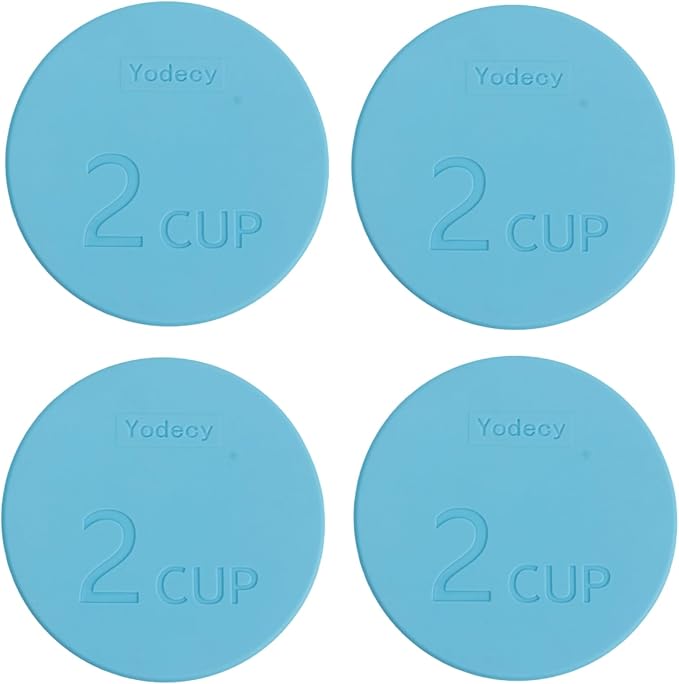 Yodecy Silicone Bowl Lids fit Pyrex Glass Bowls 7200-PC 2 Cup, Yodecy Silicone Bowl Lids fit Anchor Hocking Glass Bowls 7200-PC 2 Cup,Replacement Lids 4.76in(4 Pack Blue)