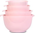 BoxedHome Mixing Bowls Set of 4, BPA Free Plastic,Microwave Safe, Pink | 4.5/3.5/2.5/1.7 quarts, Non-slip Base Large Nesting Bowl with Pour Spout, Dishwasher Safe, for Prep, Cooking,Baking
