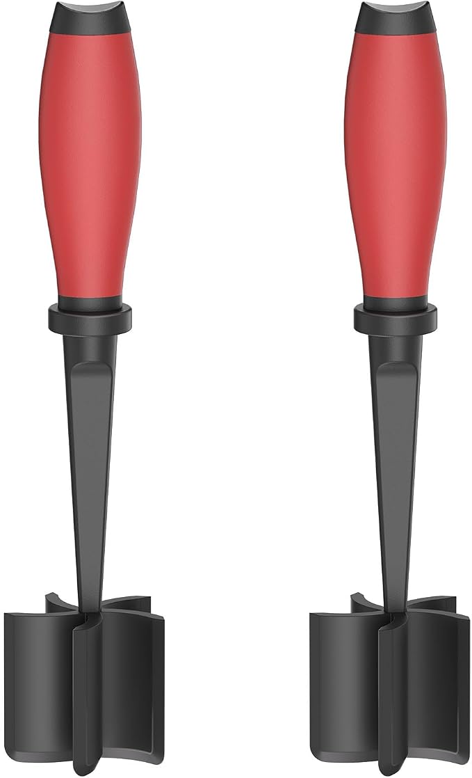 2 Pack Meat Chopper Ground Beef Masher Tool for Hamburger | 5 Curve Blades Heat Resistant Meat Masher Tool, Turkey and More, Nylon Hamburger Chopper Utensil Non-scratch Utensils-Red