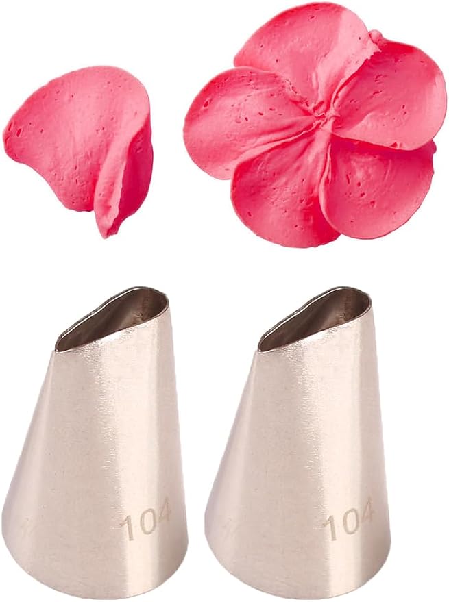 Piping Tip 104 Petal Tip for Blooming Flowers,Rose,Petals &Waves,2 Pcs