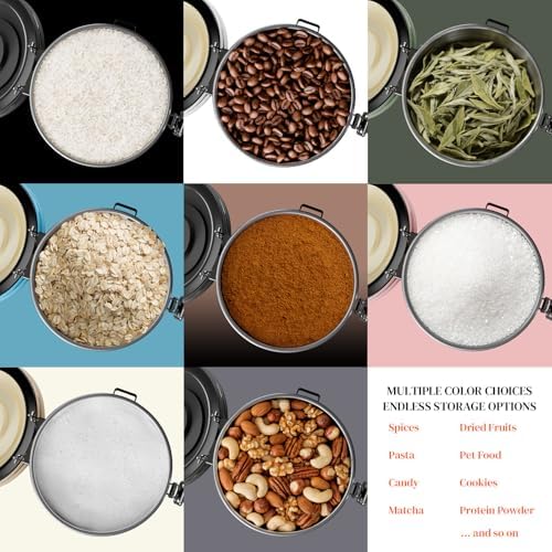 Veken Coffee Canister with Window, Airtight Stainless Steel Container,Date Tracker, Kitchen Food Storage Jars for Beans, Ground, Espresso, Rice,Tea, Sugar, Cereal, Gifts, Scoop, Grey, 22OZ (Pack of 2)