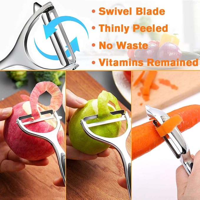 Vegetable Peeler, Stainless Steel Multi-function Potato Fruit Peeler Set, Y & I Shape Swivel Blades Kitchen Household Peeling Tools