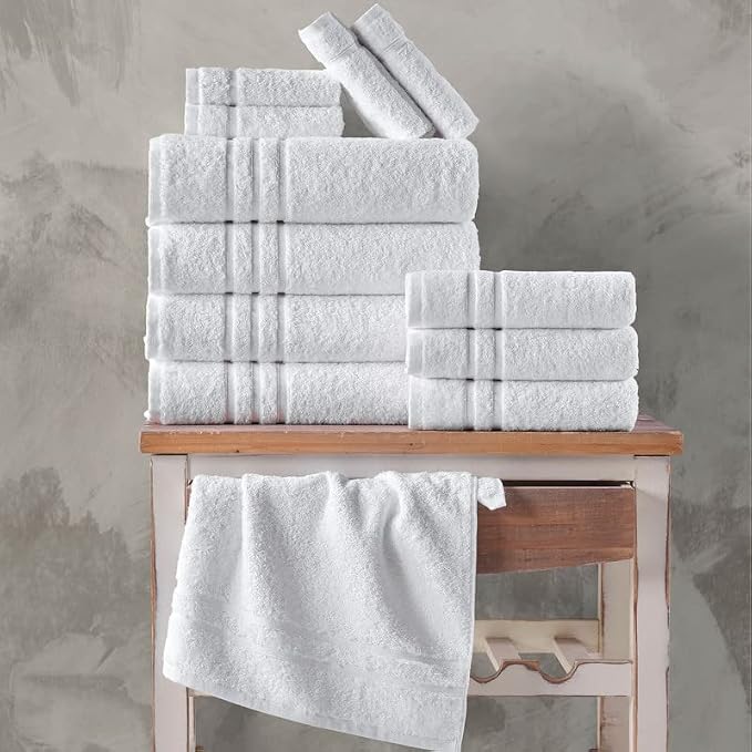 Hawmam Linen White Hand Towels for Bathroom, Set of 4, 16x29 Inch, Premium Turkish Cotton, Highly Absorbent Hotel Collection, Blissful Luxury Spa Feel, White Towels