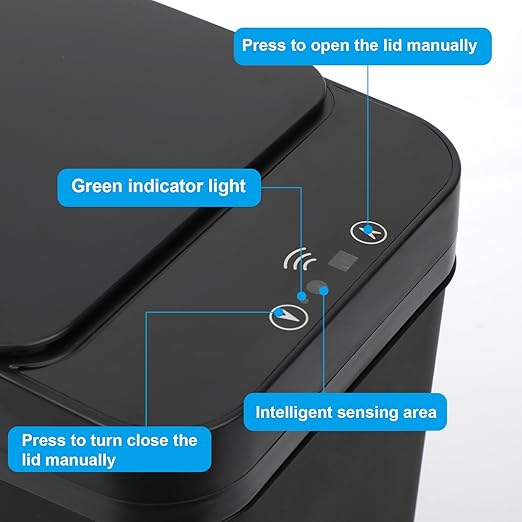 2 Pack Bathroom Trash can,Smart Touchless Trash Can,Automatic Motion Sensor Trash Bin with Lid,2.4 Gallon Garbage Can, Kitchen, Bathroom, Office, Bedroom Trash can (Black+White)