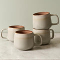 Ava Nord Small Stoneware Ceramic Coffee Mugs Set of 4 | 6 oz | Sage Ash | Lead-Free, Non-Toxic, Freezer - Microwave & Dishwasher Safe, Comfortable Handle, Aesthetic Nordic Design for Cappuccino
