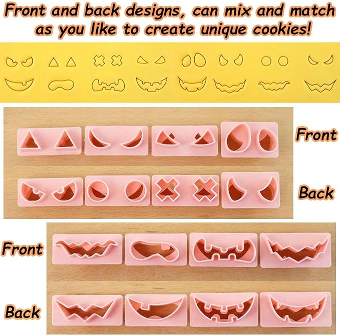 Mini Pumpkin Cookie Cutters, DIY 3d Halloween Raised Design Cookie Stamps | Cookie Cutter Set suitable for Frosting Decoration, Mini Gingerbread Pie Molds, Day of The Dead Decorations