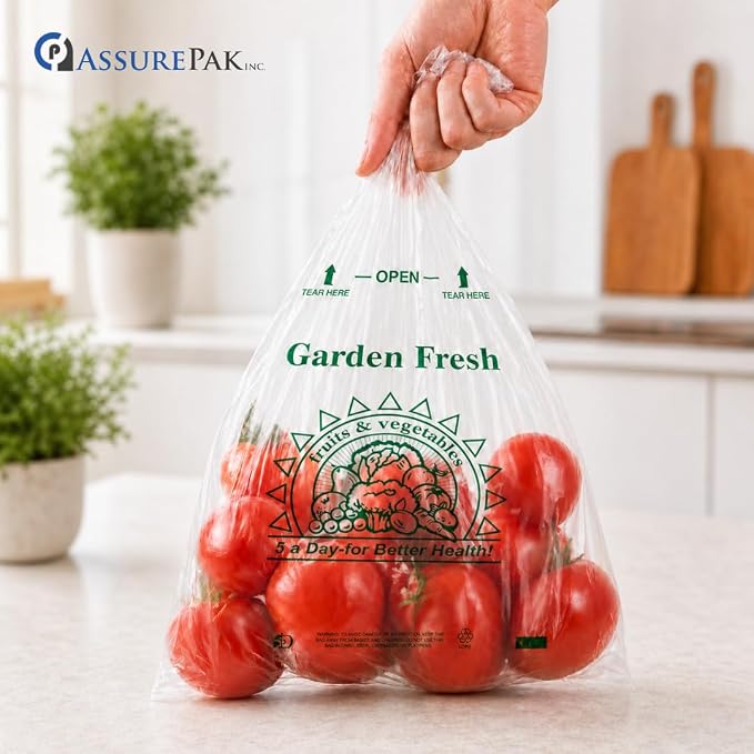 Retail Bags Direct Produce Bags, 10" x 15", 11 Micron, 3500 Count, 4 Rolls