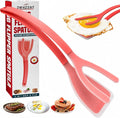 Silicone Egg Flipper Spatula Tongs (Set of 1) – Non-Stick 2-in-1 Grip & Flip Kitchen Tongs for Pancakes, Fish, Eggs, and More – Heat Resistant Cooking Tool (Red)