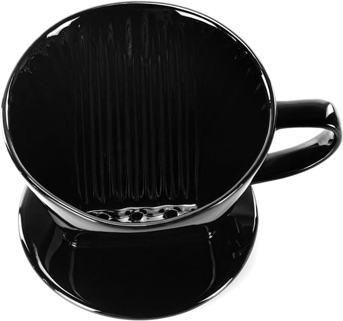 Pour Over Ceramic, Coffee Dripper Ceramic Coffee Maker,Black | 3 Holes Flat Bottom, Porcelain Slow Filter Cone for Travel, Camping, Office, Home, Coffee Maker Brew