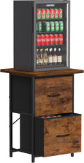 Snughome Mini Fridge Stand with Storage, Mini Fridge Cabinet Small Refrigerator Table Stand with Drawers, Heavy Duty 220 LBS, Compact Beverage Cooler Rack Shelf for Dorm, Apartment, Office Coffee Bar