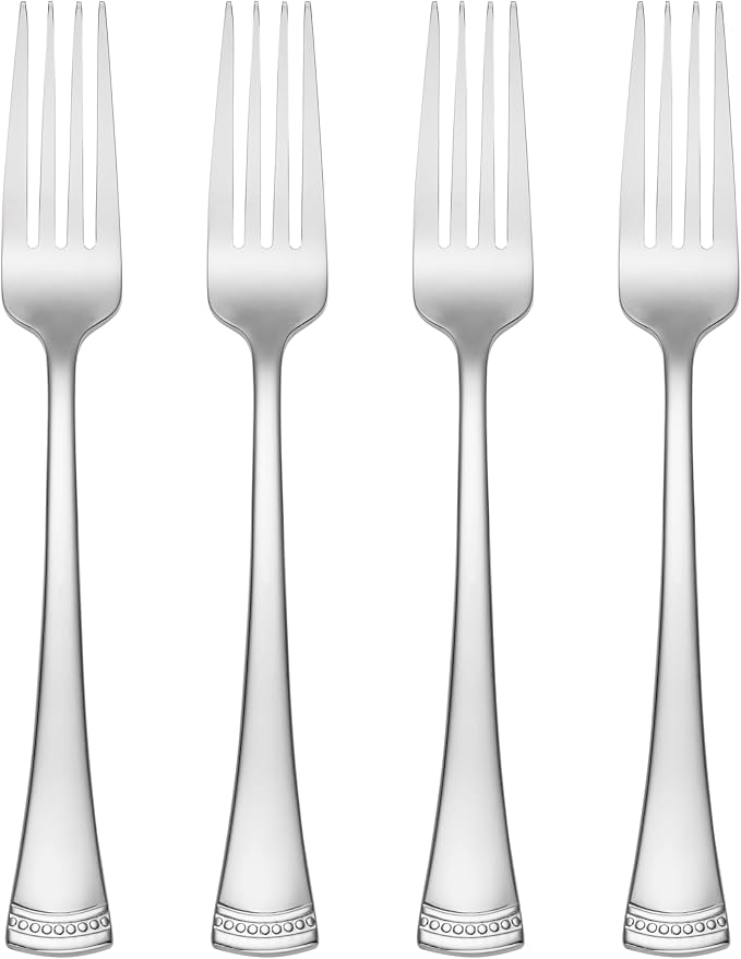 Lenox Portola Dinner Forks Silverware Set for 4, Flatware | mirror finish, dishwasher safe | classic design, entertaining, cutlery set, utensil set, 8.21 inch length