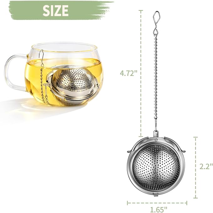 2Pack 304 Stainless Steel Tea Strainers for Loose Tea Infuser Ball, ASWETMEL Tea Ball for Loose Leaf Tea, Tea Holder Loose Leaf Tea Steeper, Tea Diffuser for Chamomile, Black Tea, Herbal & Spices