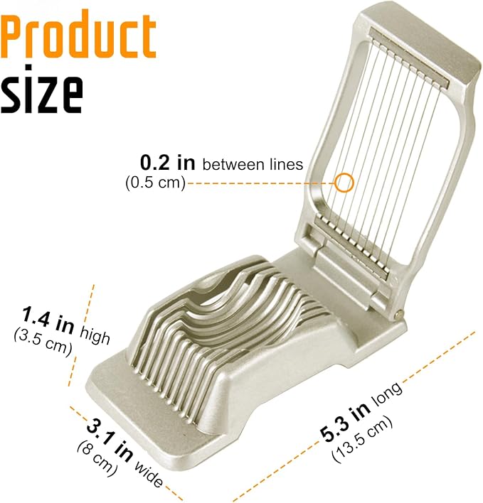Multipurpose Heavy Duty Aluminium Egg Slicer, Stainless Steel Wire, Gold | Not Dishwasher Safe, Rust Resistant, Egg Cutter for Hard Boiled Eggs, Soft Food and Soft Fruit, Salads, Butter, Cheese, Spam