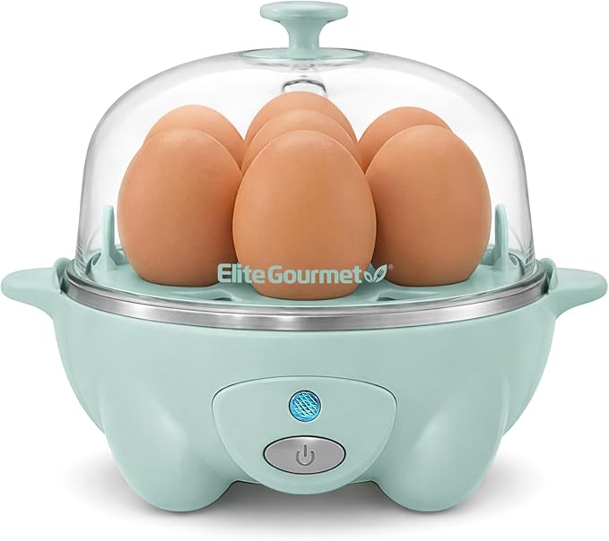 Elite Gourmet Easy Electric 7-Egg Cooker, Poacher/Omelet Maker, BPA-Free | Cooks soft, medium, or hard-boiled eggs - also scrambles eggs - auto shut-off with buzzer alert